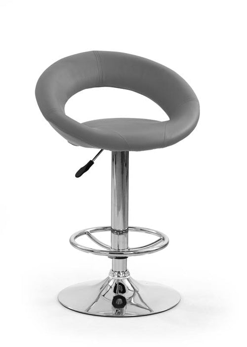 Halmar Scaun de bar tapitat cu piele ecologica si picior metalic, Hoku-15 Gri / Crom, l54xA50xH80-102 cm