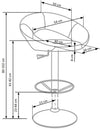 Halmar Scaun de bar tapitat cu piele ecologica si picior metalic, Hoku-15 Negru / Crom, l54xA50xH80-102 cm