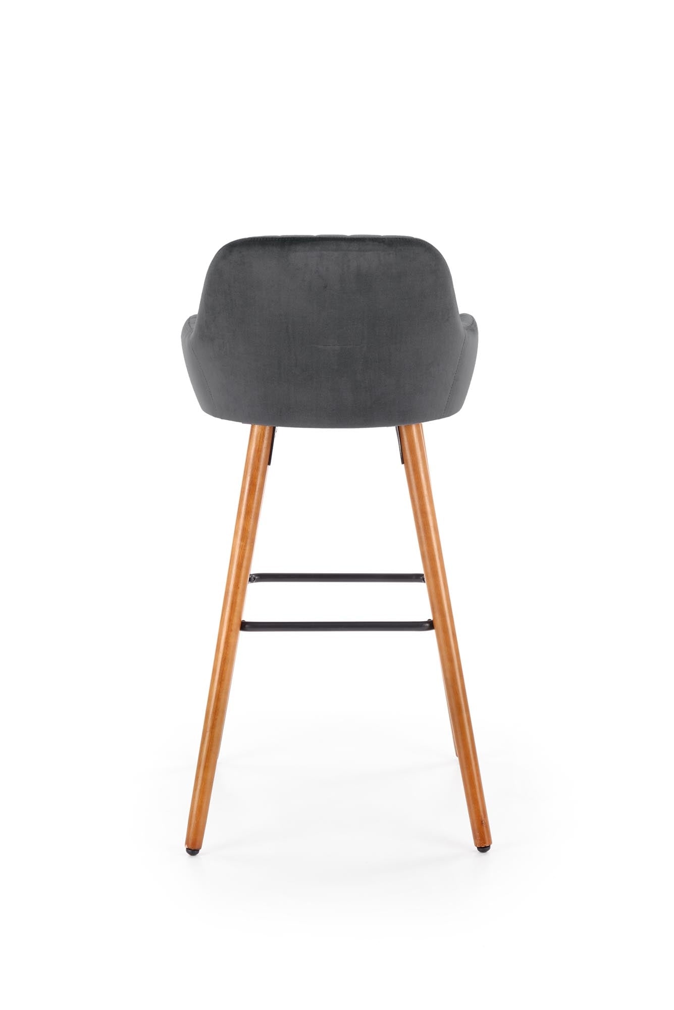 Halmar Scaun de bar tapitat cu stofa, cu picioare din lemn Hoku-93 Gri Inchis / Nuc, l47xA49xH98 cm
