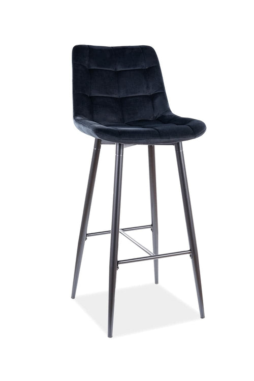 Signal Scaun de bar tapitat cu stofa si picioare metalice Chase H-1 Velvet Negru, l45xA37xH109 cm