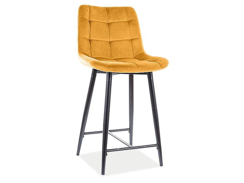 Signal Scaun de bar tapitat cu stofa si picioare metalice, Chase H-2 Velvet Mustariu / Negru, l45xA37xH92 cm