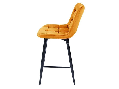 Signal Scaun de bar tapitat cu stofa si picioare metalice, Chase H-2 Velvet Mustariu / Negru, l45xA37xH92 cm