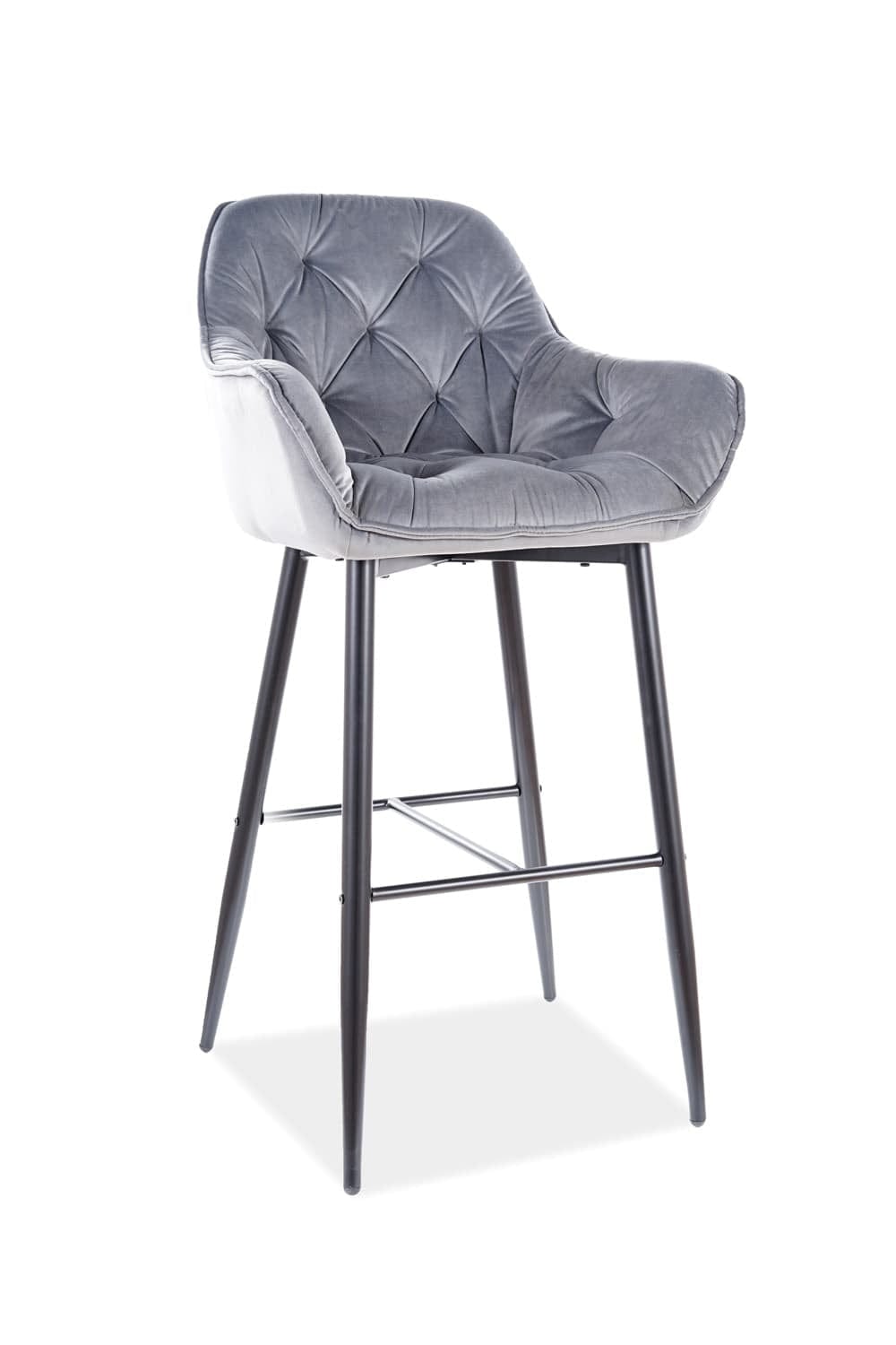 Signal Scaun de bar tapitat cu stofa si picioare metalice Clyde H-1 Velvet Gri / Negru, l56xA40xH105 cm