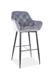 Signal Scaun de bar tapitat cu stofa si picioare metalice Clyde H-1 Velvet Gri / Negru, l56xA40xH105 cm