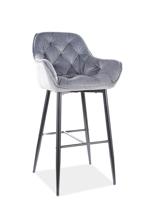 Signal Scaun de bar tapitat cu stofa si picioare metalice Clyde H-1 Velvet Gri / Negru, l56xA40xH105 cm