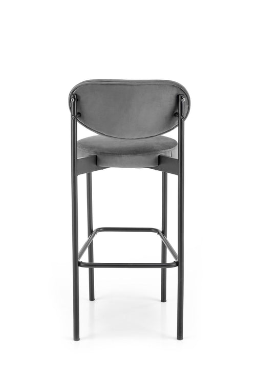 Scaun de bar tapitat cu stofa si picioare metalice, H108 Velvet Gri / Negru, l42xA48xH92 cm (1)