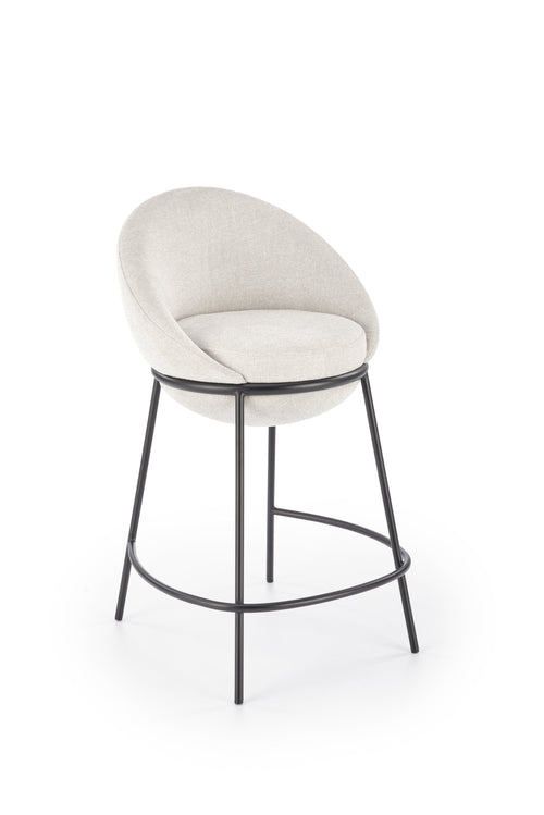 Scaun de bar tapitat cu stofa si picioare metalice, H118 Bej / Negru, l53xA57xH90 cm