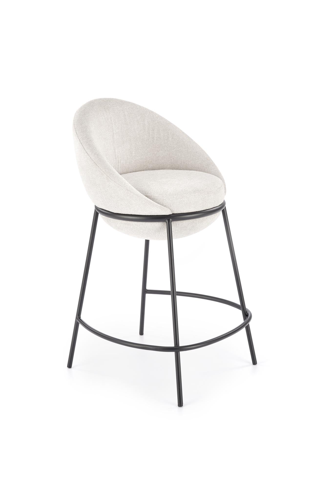 Scaun de bar tapitat cu stofa si picioare metalice, H118 Bej / Negru, l53xA57xH90 cm (5)