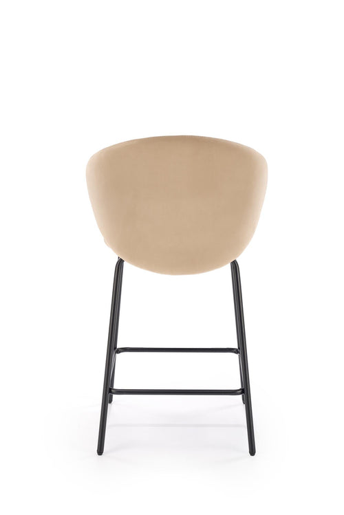 Scaun de bar tapitat cu stofa si picioare metalice, H121 Velvet Bej / Negru, l51xA50xH92 cm (1)