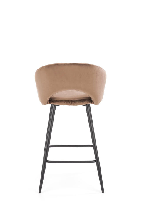 Scaun de bar tapitat cu stofa si picioare metalice, H96 Velvet Bej / Negru, l48xA49xH89 cm (1)