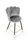 Scaun de bar tapitat cu stofa si picioare metalice, Hoku-106 Velvet Gri / Negru / Auriu, l58xA58xH96 cm (1)