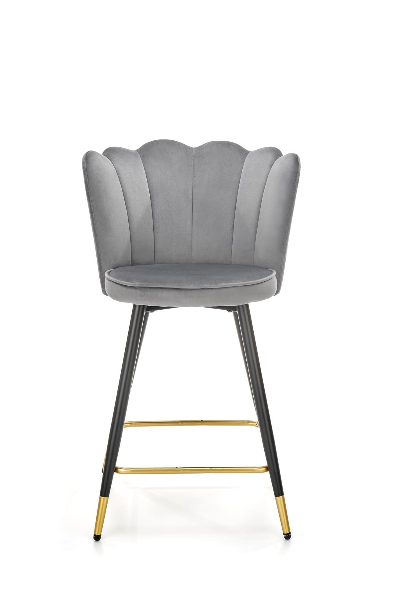 Scaun de bar tapitat cu stofa si picioare metalice, Hoku-106 Velvet Gri / Negru / Auriu, l58xA58xH96 cm (2)