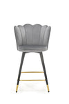 Scaun de bar tapitat cu stofa si picioare metalice, Hoku-106 Velvet Gri / Negru / Auriu, l58xA58xH96 cm (2)