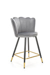 Halmar Scaun de bar tapitat cu stofa si picioare metalice, Hoku-106 Velvet Gri / Negru / Auriu, l58xA58xH96 cm