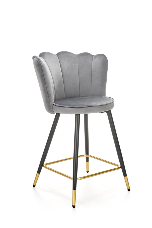 Halmar Scaun de bar tapitat cu stofa si picioare metalice, Hoku-106 Velvet Gri / Negru / Auriu, l58xA58xH96 cm