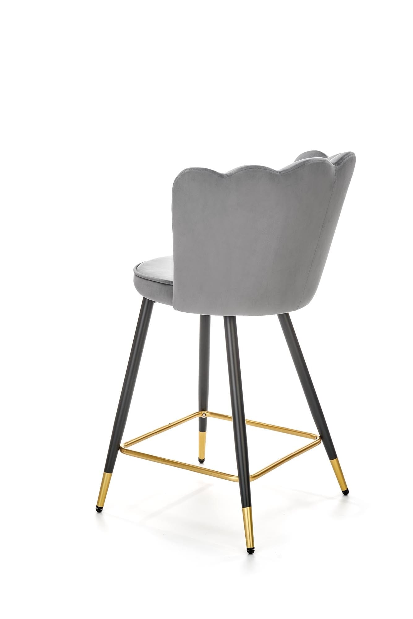 Halmar Scaun de bar tapitat cu stofa si picioare metalice, Hoku-106 Velvet Gri / Negru / Auriu, l58xA58xH96 cm