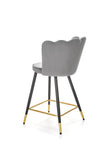 Halmar Scaun de bar tapitat cu stofa si picioare metalice, Hoku-106 Velvet Gri / Negru / Auriu, l58xA58xH96 cm