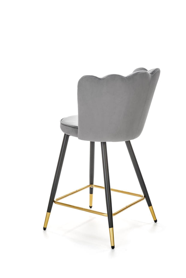 Halmar Scaun de bar tapitat cu stofa si picioare metalice, Hoku-106 Velvet Gri / Negru / Auriu, l58xA58xH96 cm