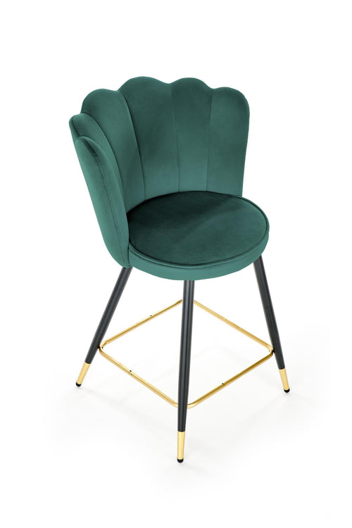Halmar Scaun de bar tapitat cu stofa si picioare metalice, Hoku-106 Velvet Verde Inchis / Negru / Auriu, l58xA58xH96 cm