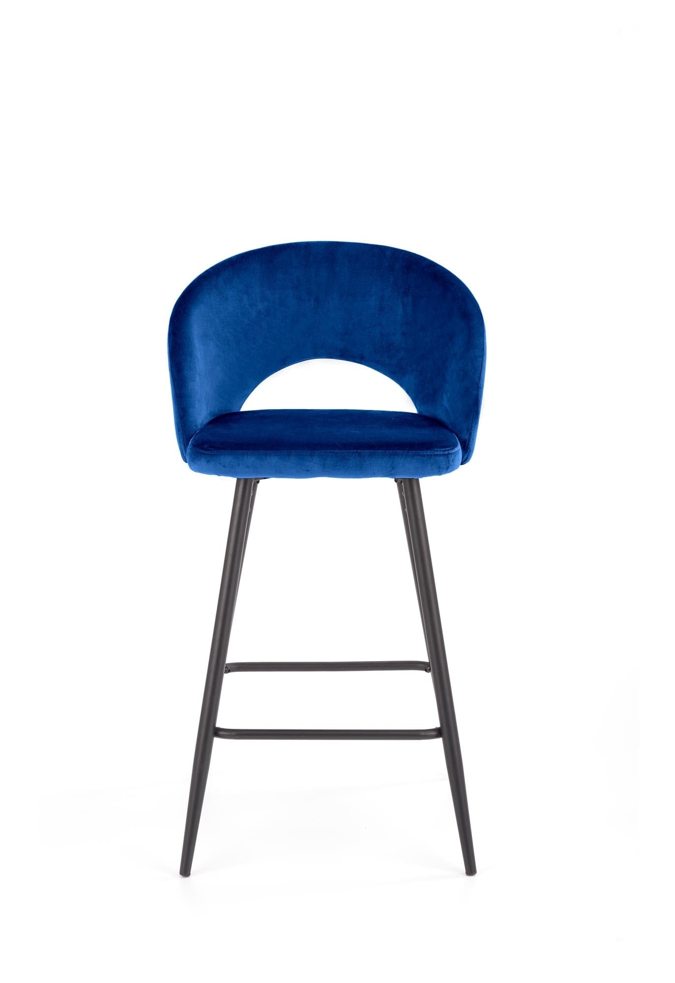 Halmar Scaun de bar tapitat cu stofa si picioare metalice, Hoku-96 Velvet Albastru Inchis / Negru, l49xA49xH89 cm