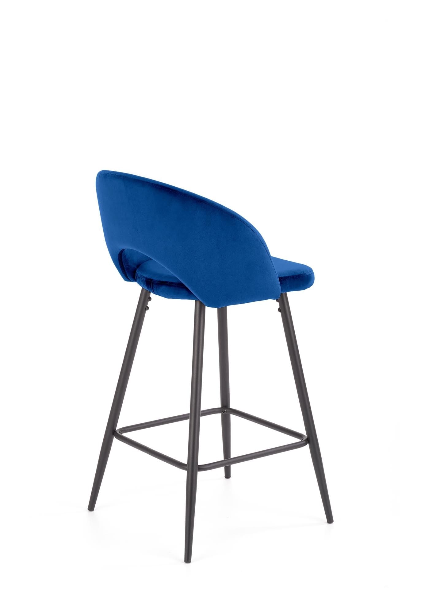 Halmar Scaun de bar tapitat cu stofa si picioare metalice, Hoku-96 Velvet Albastru Inchis / Negru, l49xA49xH89 cm