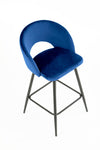 Halmar Scaun de bar tapitat cu stofa si picioare metalice, Hoku-96 Velvet Albastru Inchis / Negru, l49xA49xH89 cm