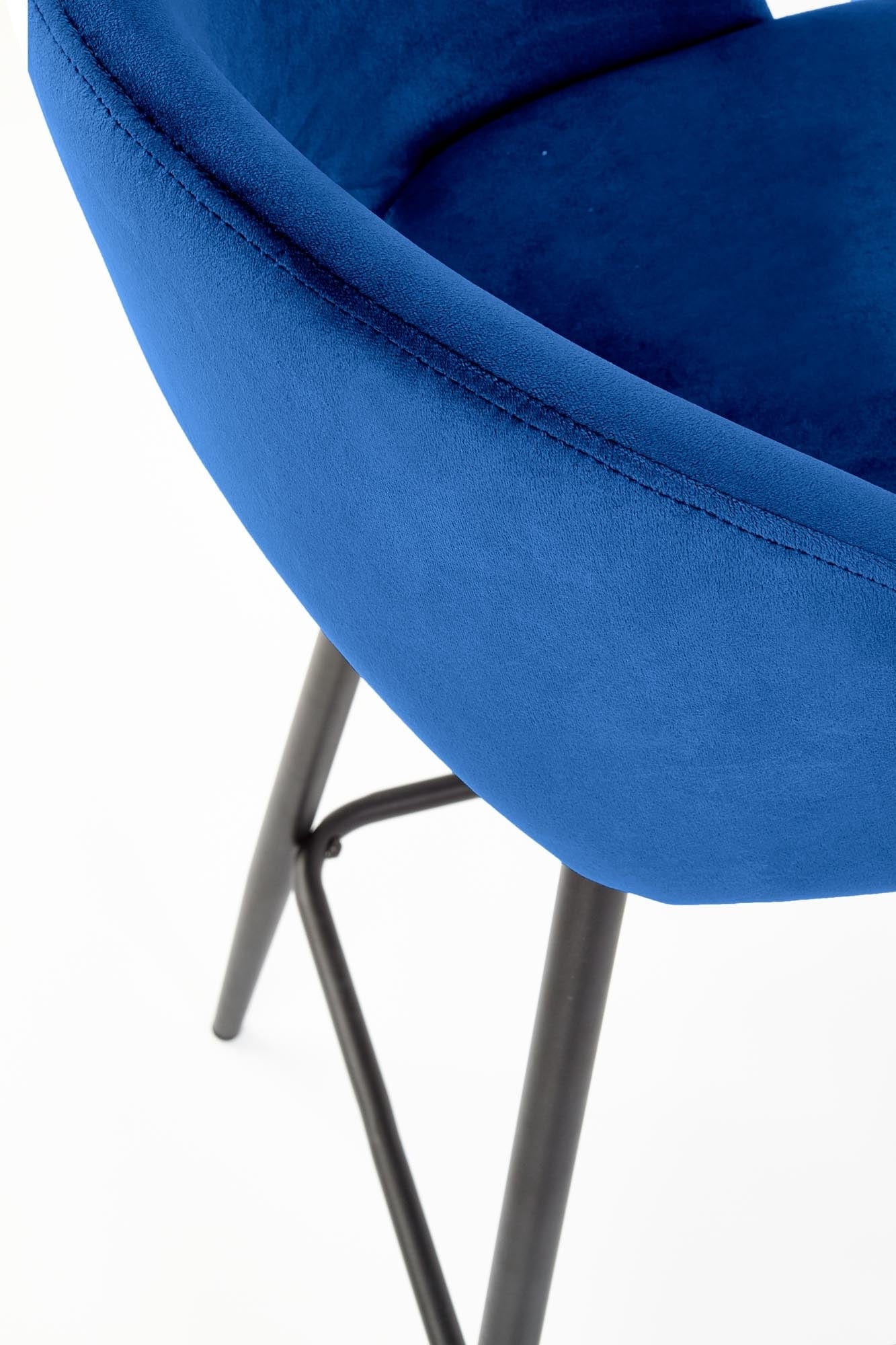 Halmar Scaun de bar tapitat cu stofa si picioare metalice, Hoku-96 Velvet Albastru Inchis / Negru, l49xA49xH89 cm