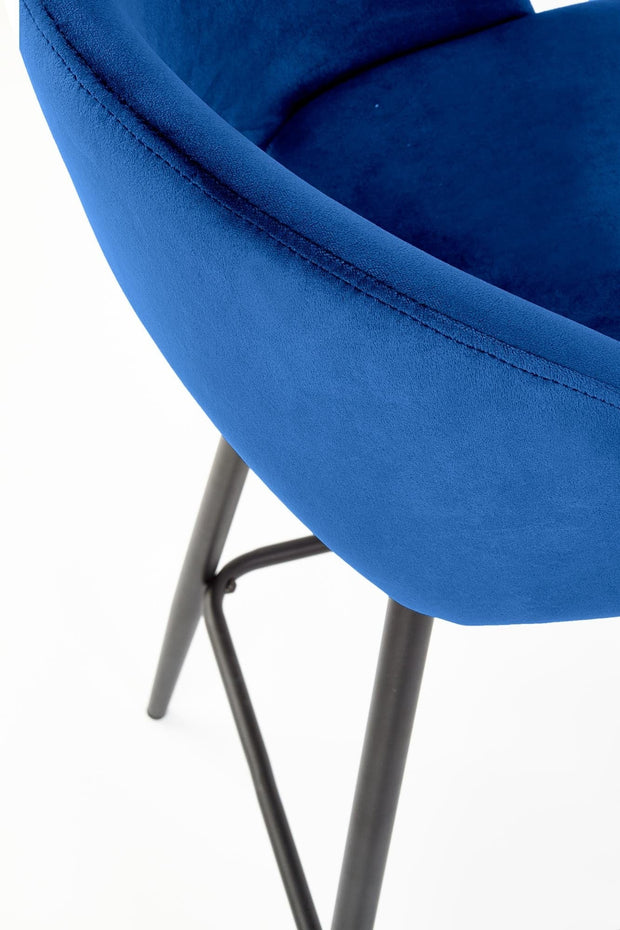 Halmar Scaun de bar tapitat cu stofa si picioare metalice, Hoku-96 Velvet Albastru Inchis / Negru, l49xA49xH89 cm