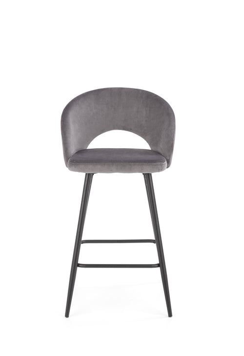 Halmar Scaun de bar tapitat cu stofa si picioare metalice, Hoku-96 Velvet Gri / Negru, l49xA49xH89 cm