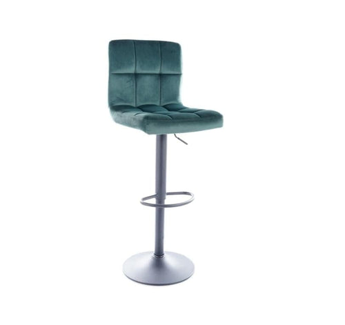 Signal Scaun de bar tapitat cu stofa si picior metalic Cali-105 Velvet Verde Inchis / Negru, l42xA39xH96-117 cm