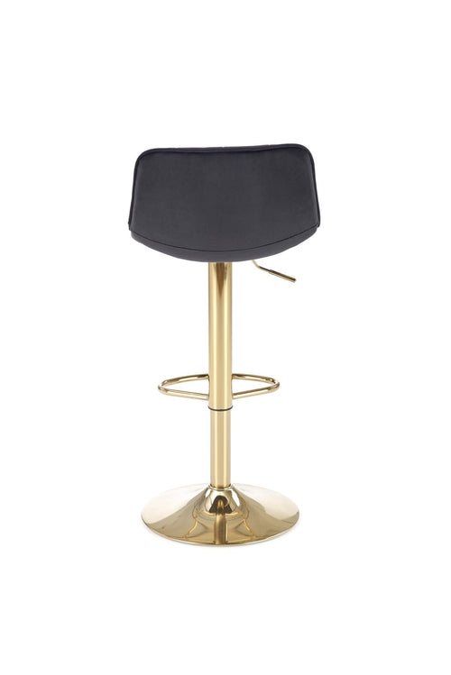 Scaun de bar tapitat cu stofa si picior metalic, H120 Velvet Negru / Auriu, l43xA44xH84-106 cm (1)