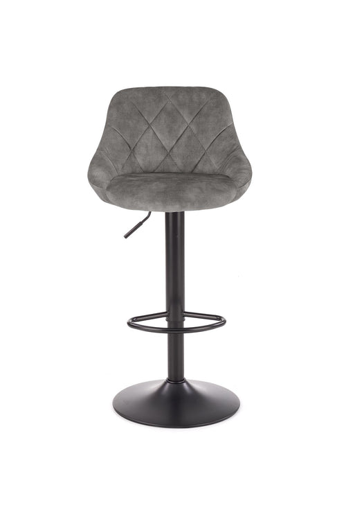 Scaun de bar tapitat cu stofa si picior metalic, Hoku-101 Velvet Gri / Negru, l47xA45xH84-106 cm (1)