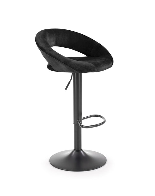 Halmar Scaun de bar tapitat cu stofa si picior metalic, Hoku-102 Velvet Negru, l53xA48xH78-100 cm
