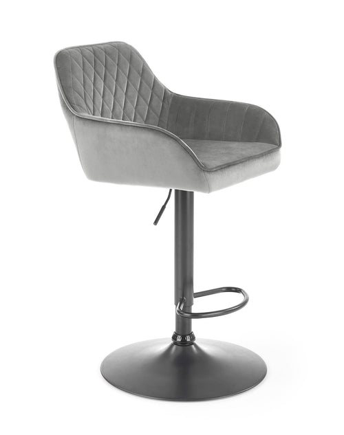 Halmar Scaun de bar tapitat cu stofa si picior metalic, Hoku-103 Velvet Gri / Negru, l55xA55xH92-114 cm