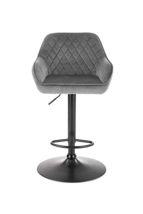 Halmar Scaun de bar tapitat cu stofa si picior metalic, Hoku-103 Velvet Gri / Negru, l55xA55xH92-114 cm