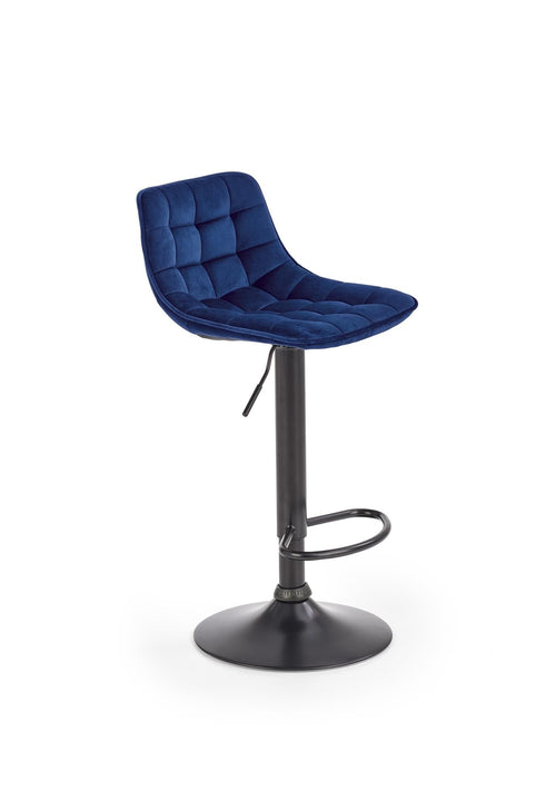 Halmar Scaun de bar tapitat cu stofa si picior metalic, Hoku-95 Velvet Albastru Inchis / Negru, l43xA44xH84-106 cm