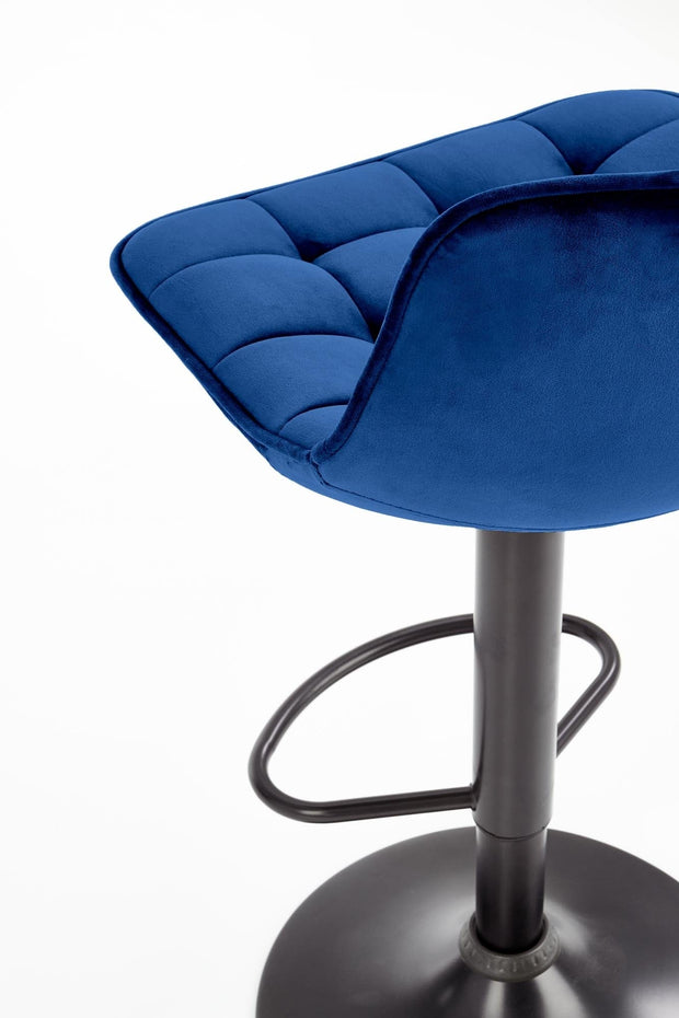Halmar Scaun de bar tapitat cu stofa si picior metalic, Hoku-95 Velvet Albastru Inchis / Negru, l43xA44xH84-106 cm