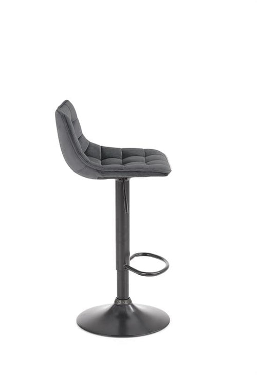 Halmar Scaun de bar tapitat cu stofa si picior metalic, Hoku-95 Velvet Gri / Negru, l43xA44xH84-106 cm