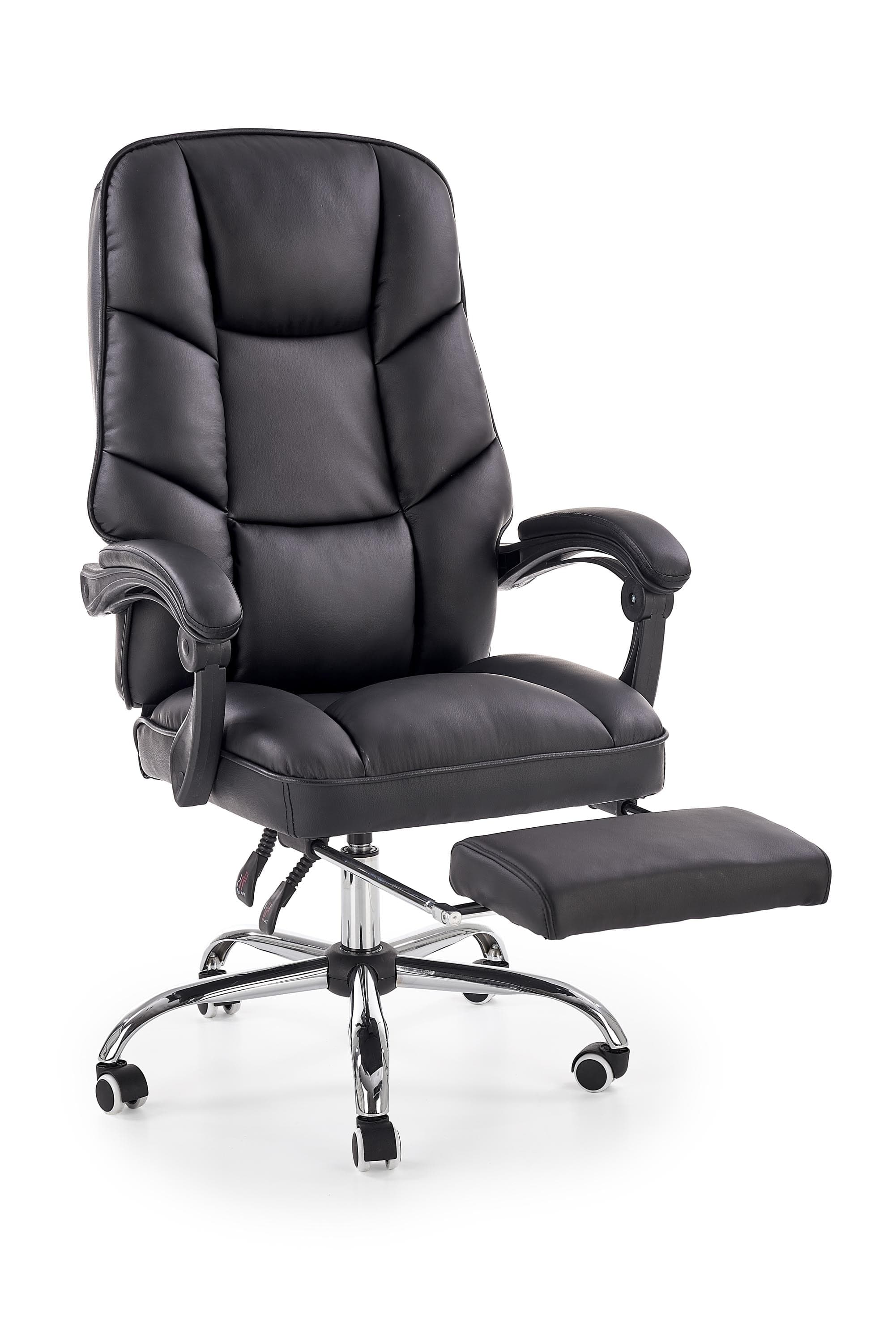 Scaun de birou directorial, tapitat cu piele ecologica Alvilde Negru, l66xA70xH118-125 cm