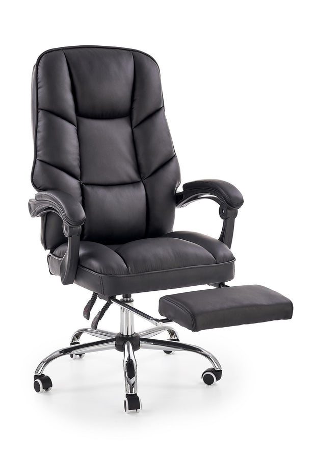 Scaun de birou directorial, tapitat cu piele ecologica Alvilde Negru, l66xA70xH118-125 cm