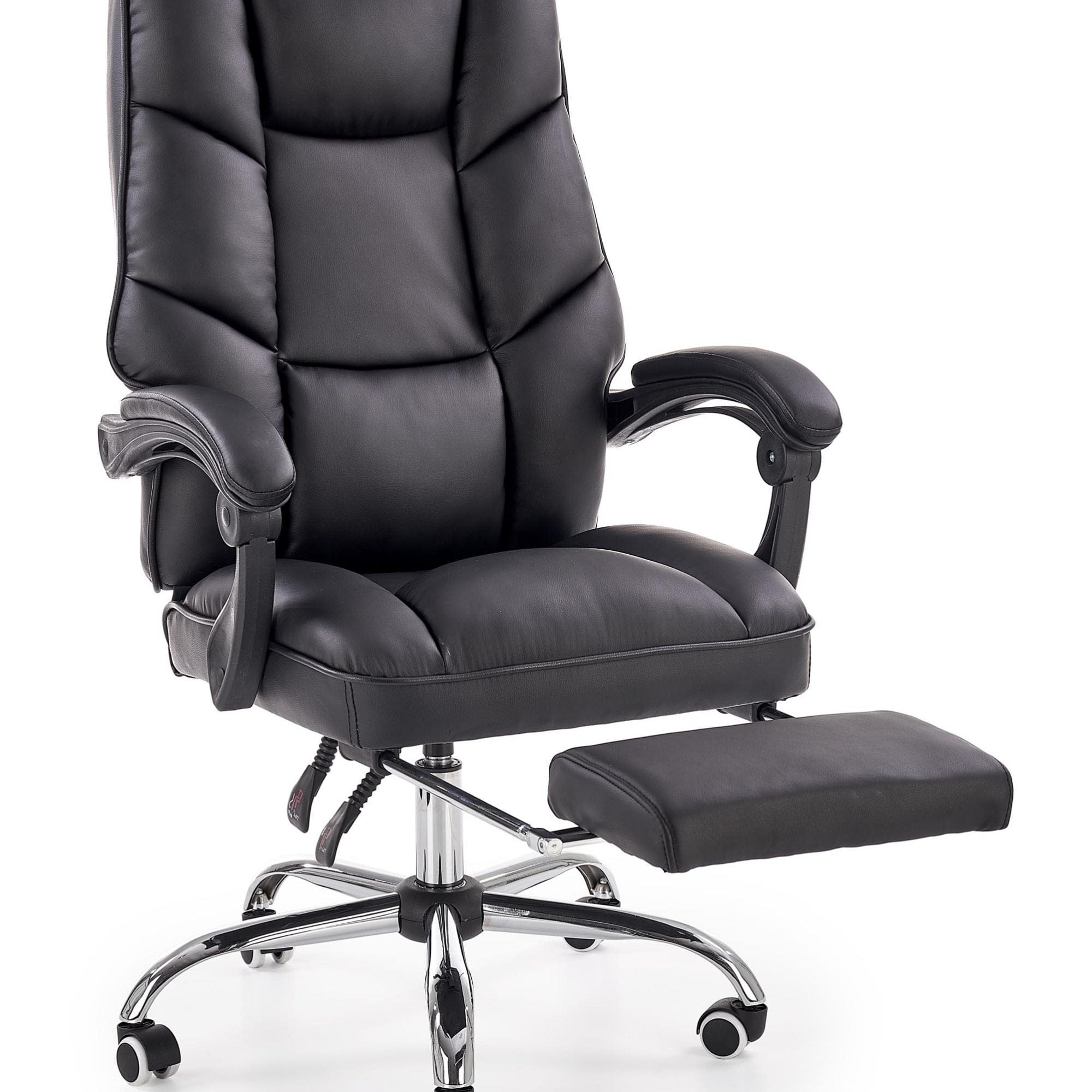 Scaun de birou directorial, tapitat cu piele ecologica Alvilde Negru, l66xA70xH118-125 cm (2)
