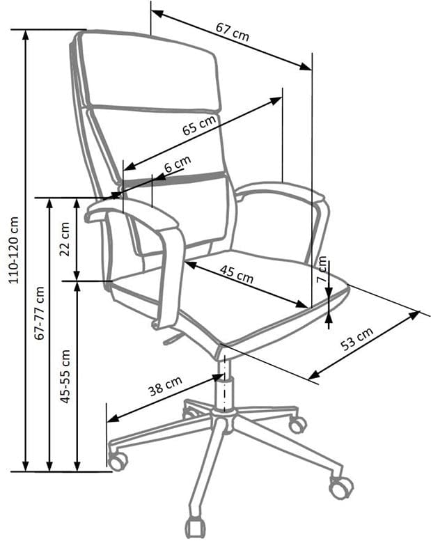 Scaun de birou directorial tapitat cu piele ecologica Auryon White, l65xA67xH110-120 cm (2)