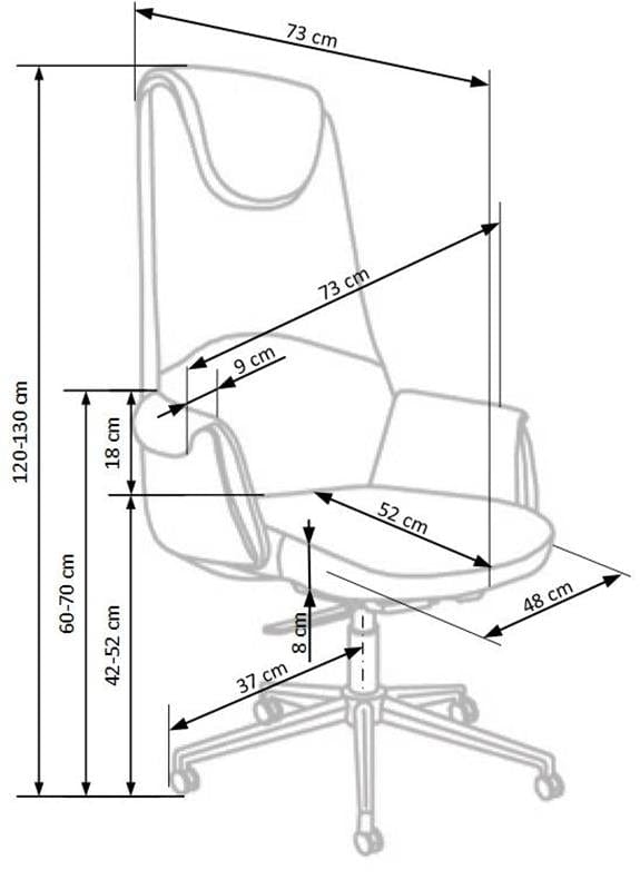 Scaun de birou directorial tapitat cu piele ecologica Calvine Maro, l73xA73xH120-130 cm (11)