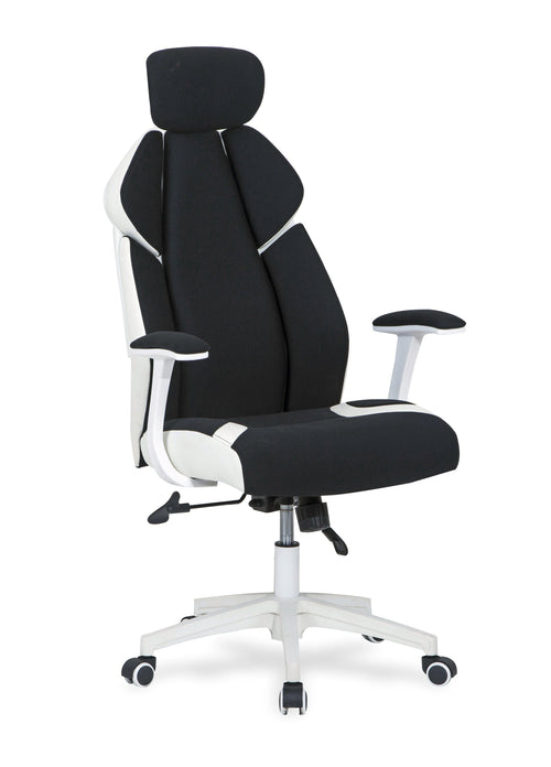 Scaun de birou directorial tapitat cu piele ecologica, Chrono Negru / Alb, l65xA70xH120-128 cm