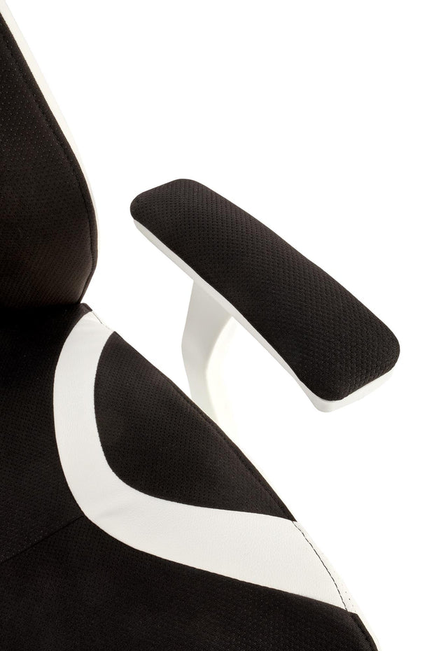 Scaun de birou directorial tapitat cu piele ecologica, Chrono Negru / Alb, l65xA70xH120-128 cm (2)