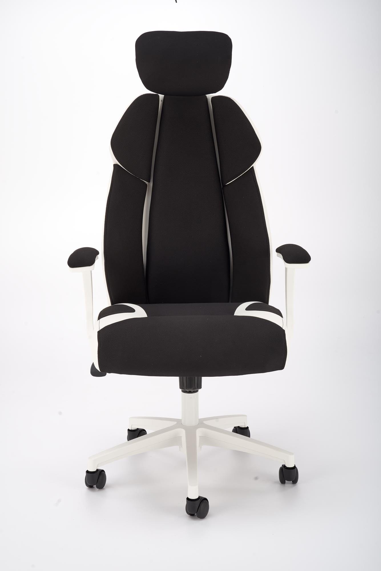 Scaun de birou directorial tapitat cu piele ecologica, Chrono Negru / Alb, l65xA70xH120-128 cm (4)