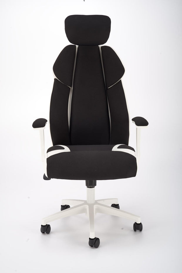 Scaun de birou directorial tapitat cu piele ecologica, Chrono Negru / Alb, l65xA70xH120-128 cm (4)