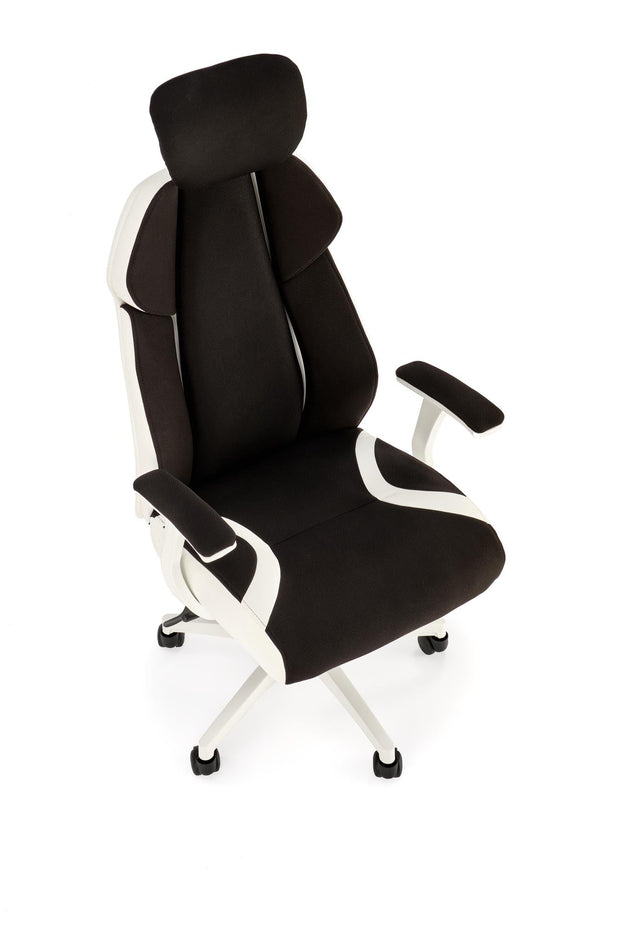Scaun de birou directorial tapitat cu piele ecologica, Chrono Negru / Alb, l65xA70xH120-128 cm (5)