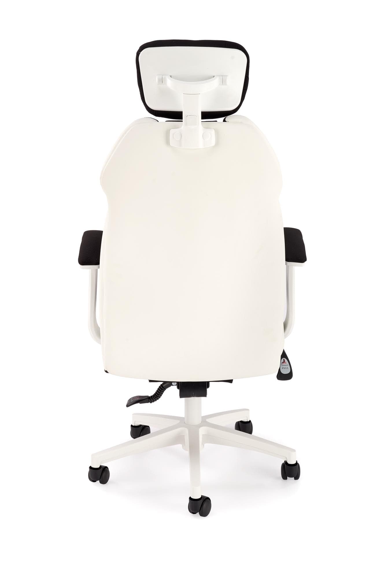 Scaun de birou directorial tapitat cu piele ecologica, Chrono Negru / Alb, l65xA70xH120-128 cm (6)
