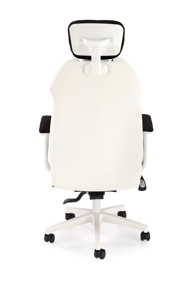 Scaun de birou directorial tapitat cu piele ecologica, Chrono Negru / Alb, l65xA70xH120-128 cm (6)
